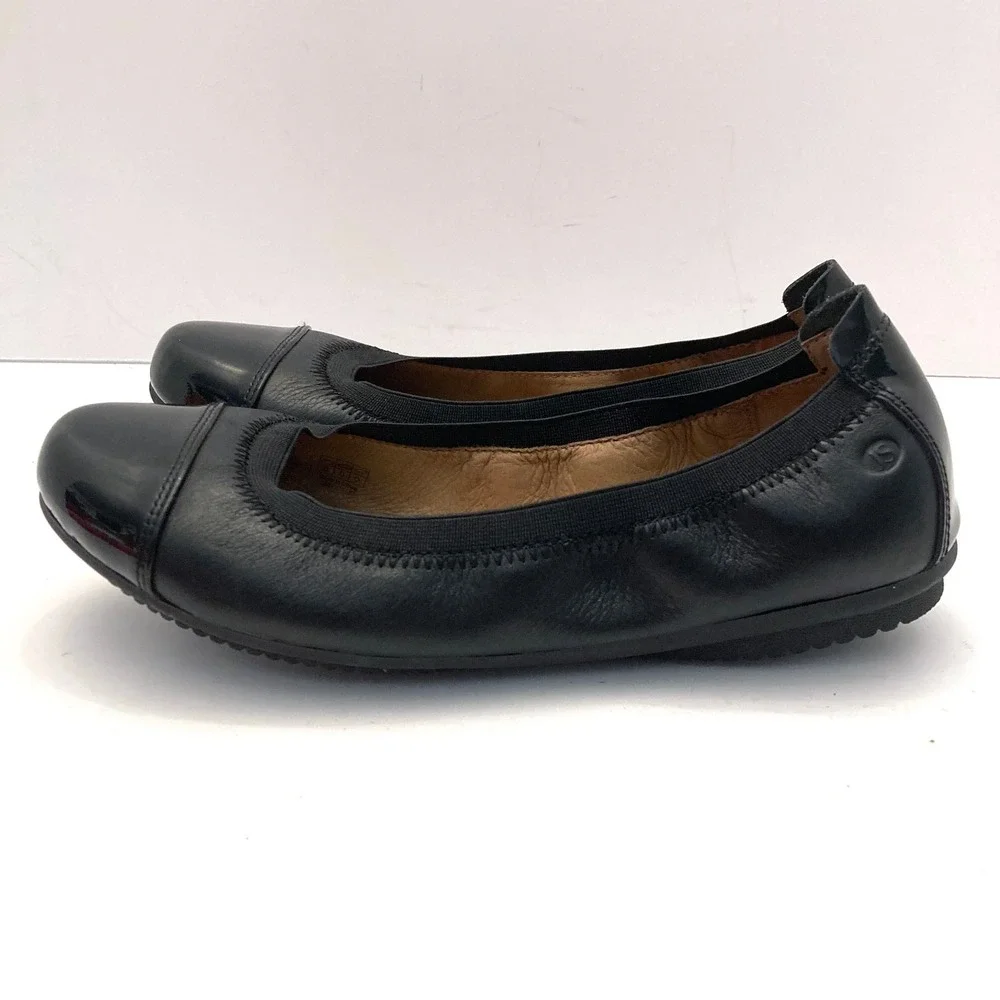 Josef Seibel Pippa Ballet Flats Womens 6-6.5 EU 37 Black Leather Patent Cap Toe